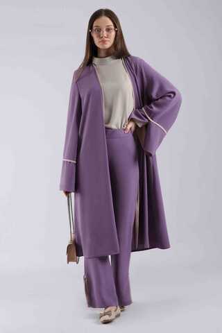 Slit Abaya Suit Lilac - 3