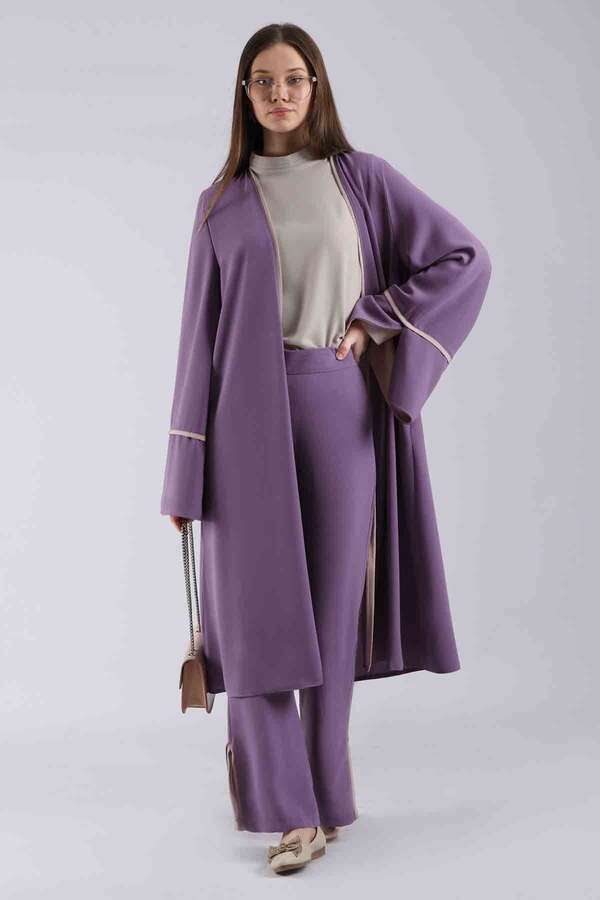 Slit Abaya Suit Lilac - 3