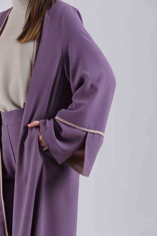 Slit Abaya Suit Lilac - 4