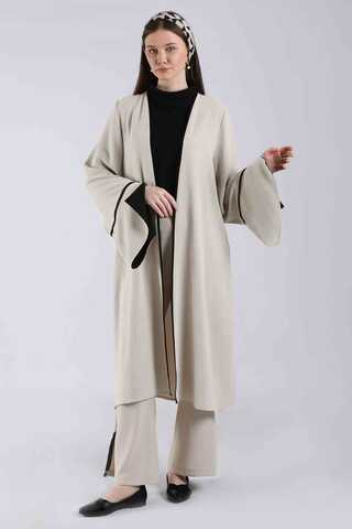 Slit Abaya Suit Stone - 1