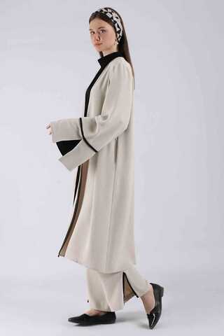 Slit Abaya Suit Stone - 3