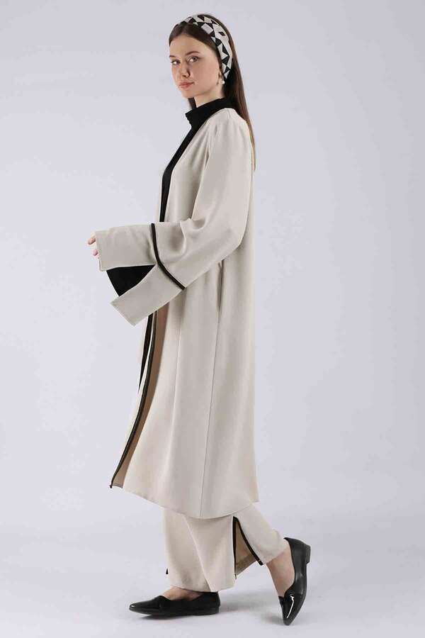 Slit Abaya Suit Stone - 3