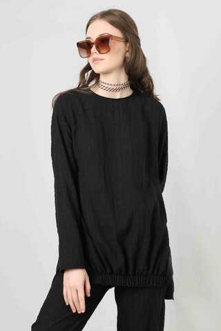 Slit Tunic Pants Set Black - 2