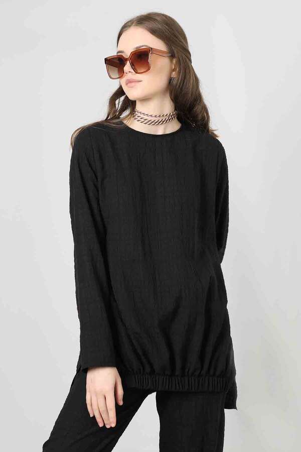 Slit Tunic Pants Set Black - 2