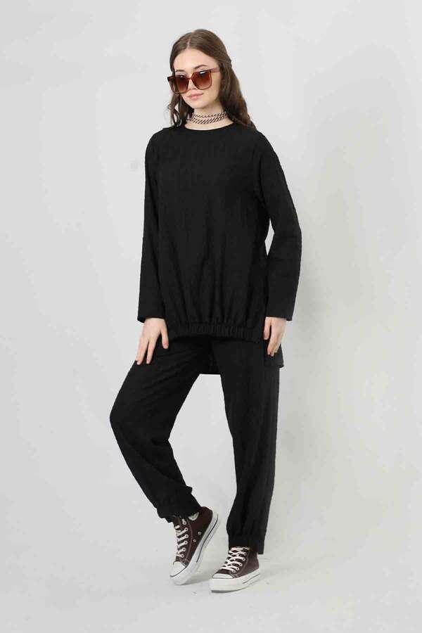 Slit Tunic Pants Set Black - 3