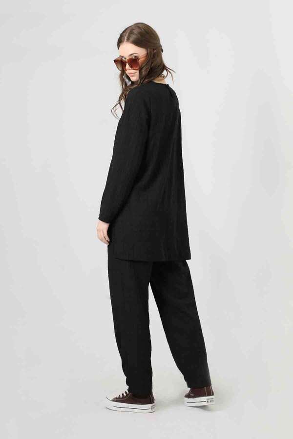 Slit Tunic Pants Set Black - 5