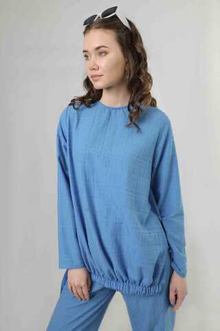 Slit Tunic Pants Set Blue - 2