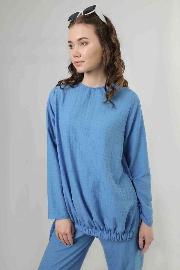 Slit Tunic Pants Set Blue - 2