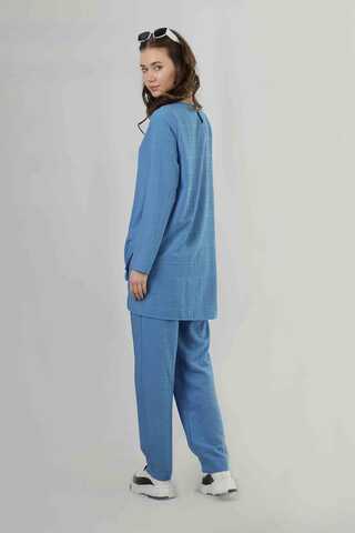 Slit Tunic Pants Set Blue - 5
