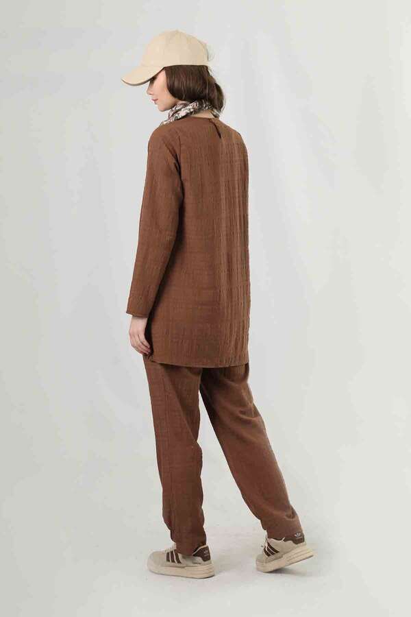 Slit Tunic Pants Set Brown - 5
