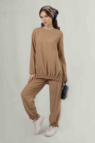 Slit Tunic Pants Set Camel - 3