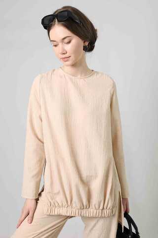 Slit Tunic Pants Set Cream - 2