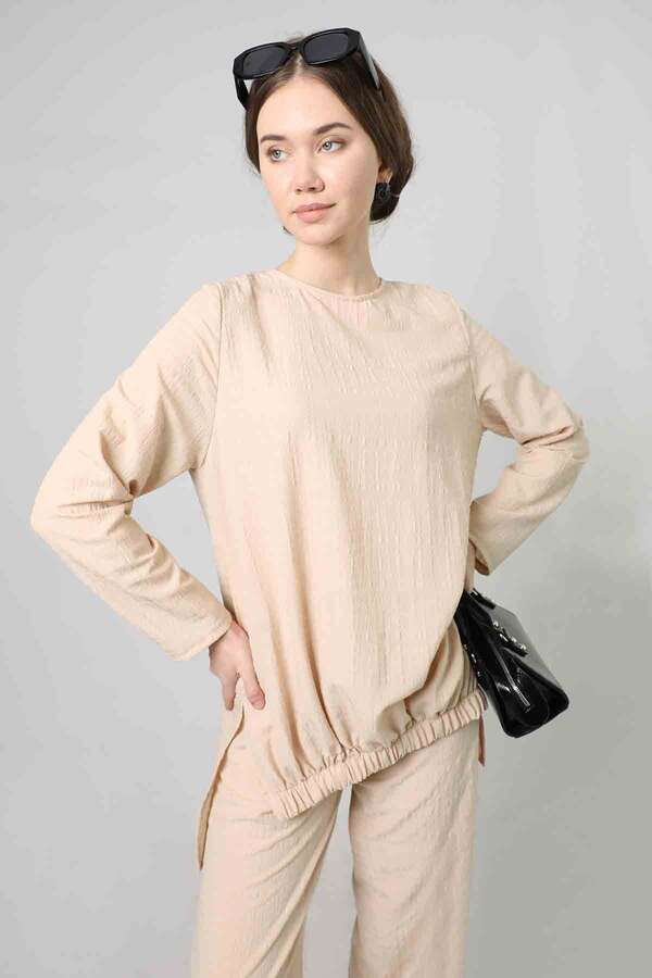 Slit Tunic Pants Set Cream - 4