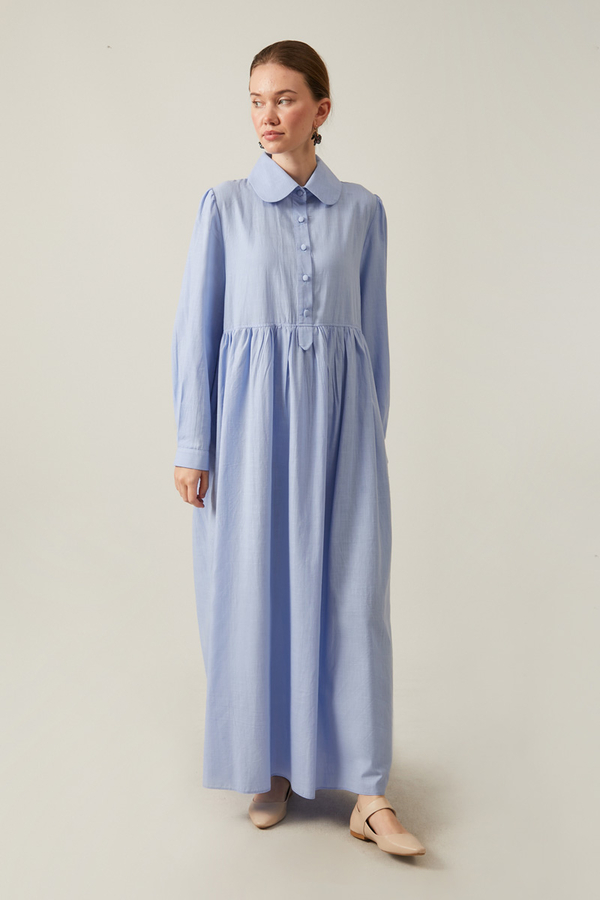 Slub Cotton Dress Baby Blue - 5