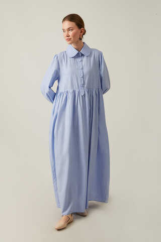 Slub Cotton Dress Baby Blue - 6
