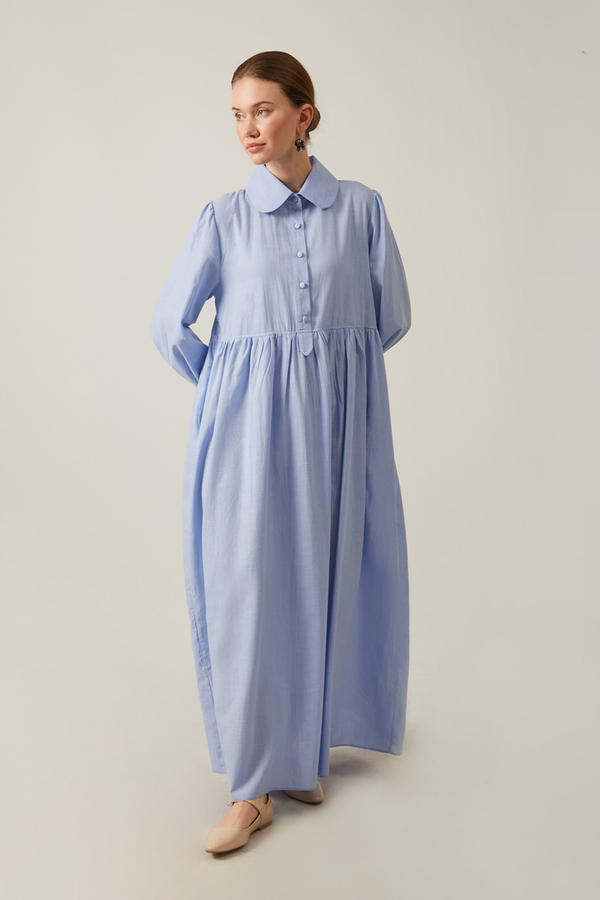 Slub Cotton Dress Baby Blue - 6