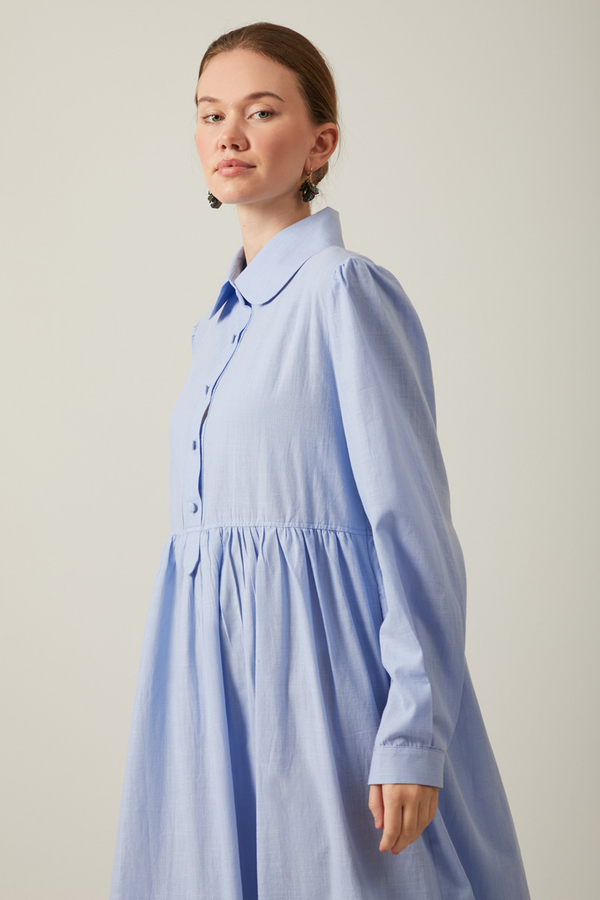 Slub Cotton Dress Baby Blue - 9