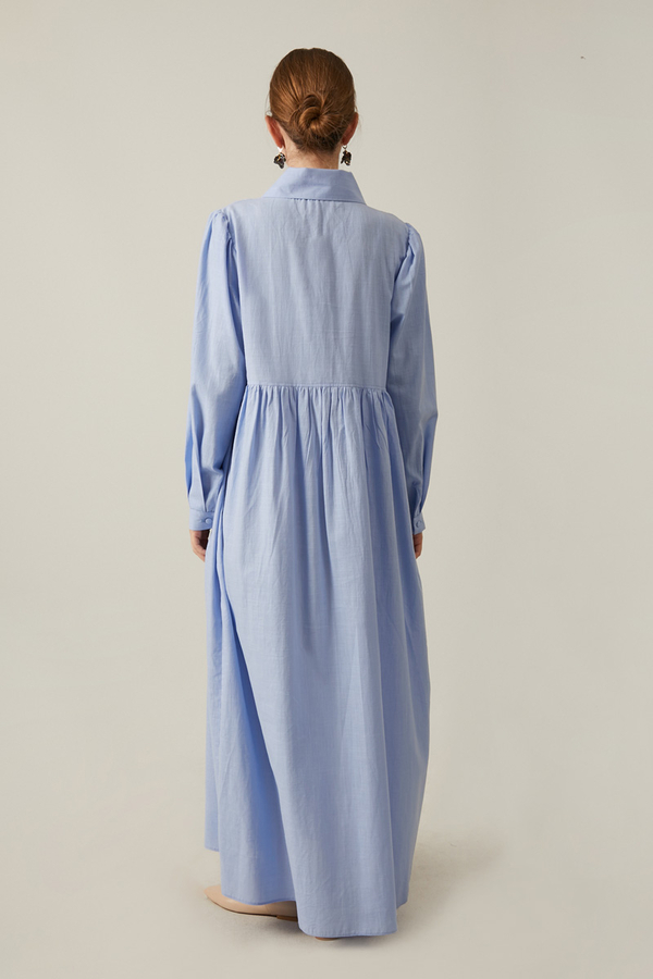 Slub Cotton Dress Baby Blue - 11