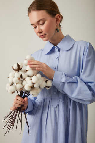 Slub Cotton Dress Baby Blue - 8