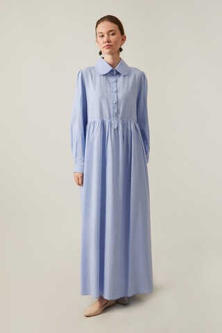 Slub Cotton Dress Baby Blue - 2