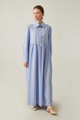 Slub Cotton Dress Baby Blue - 5