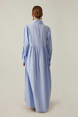 Slub Cotton Dress Baby Blue - 11