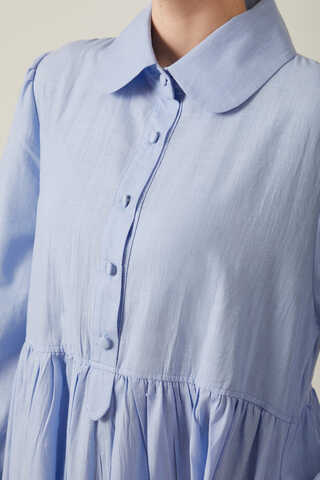 Slub Cotton Dress Baby Blue - 3