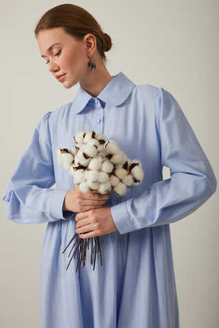 Slub Cotton Dress Baby Blue - 7