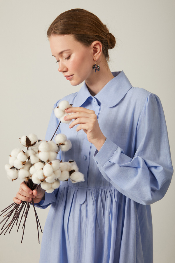 Slub Cotton Dress Baby Blue 