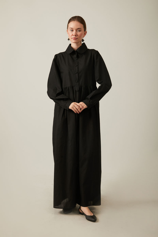 Slub Cotton Dress Black - 10