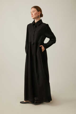 Slub Cotton Dress Black - 12