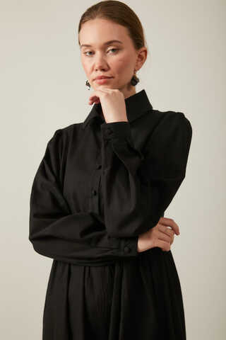 Slub Cotton Dress Black - 11