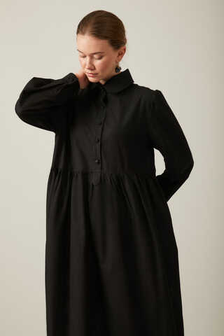 Slub Cotton Dress Black - 2