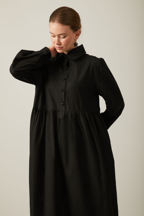 Slub Cotton Dress Black - 2