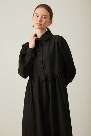 Slub Cotton Dress Black - 5