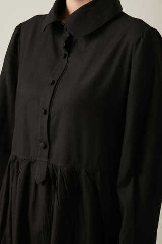 Slub Cotton Dress Black - 3