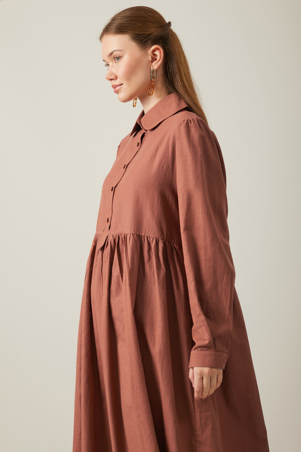 Slub Cotton Dress Brick - 9