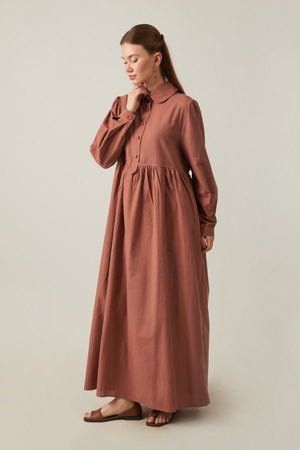 Slub Cotton Dress Brick - 12