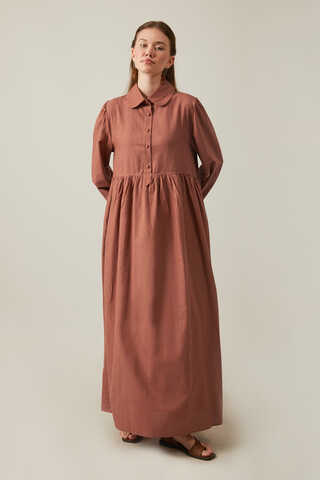 Slub Cotton Dress Brick - 5
