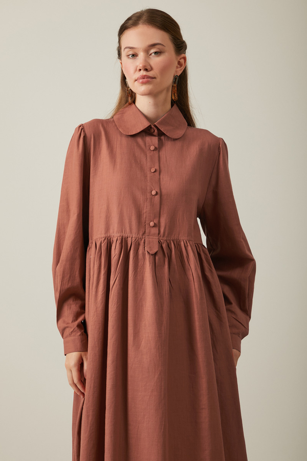 Slub Cotton Dress Brick - 10