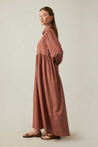 Slub Cotton Dress Brick - 13