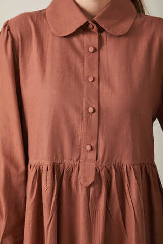 Slub Cotton Dress Brick - 7