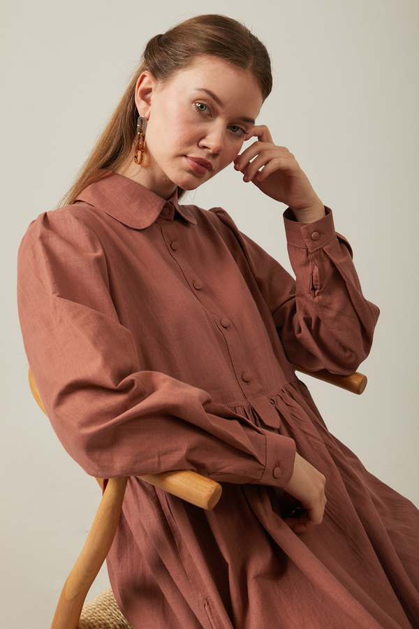 Slub Cotton Dress Brick 