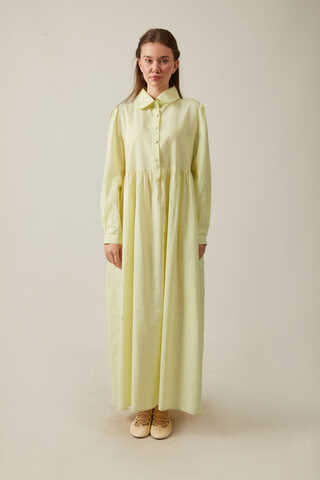 Slub Cotton Dress Butter Yellow - 9
