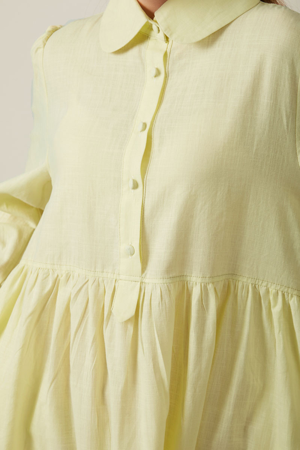 Slub Cotton Dress Butter Yellow - 12