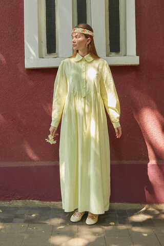 Slub Cotton Dress Butter Yellow - 2