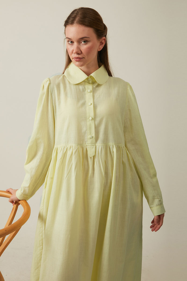 Slub Cotton Dress Butter Yellow - 6