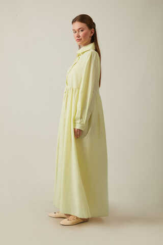 Slub Cotton Dress Butter Yellow - 14