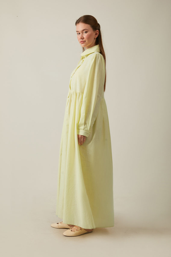 Slub Cotton Dress Butter Yellow - 14