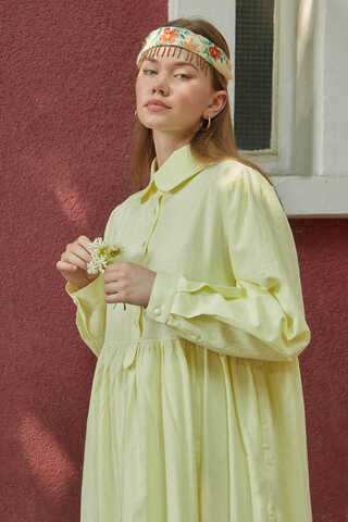 Slub Cotton Dress Butter Yellow - 1
